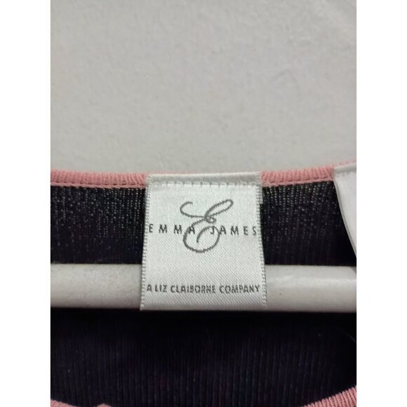 Emma James Womens Cardigan Size Medium Black Pink Button Front Preppy Twee - Picture 6 of 9